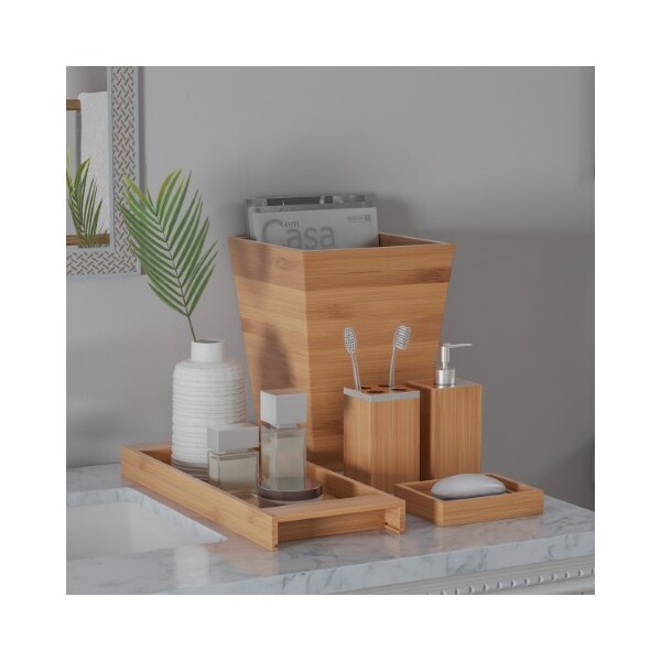 Hastings Home Hastings Home 5-PC Bamboo Bathroom Accessories Set 806542UYN - main